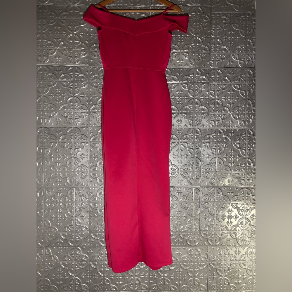 Alexa b nites off the shoulder vintage 90s prom dress Barbie pink formal gown - Picture 5 of 9